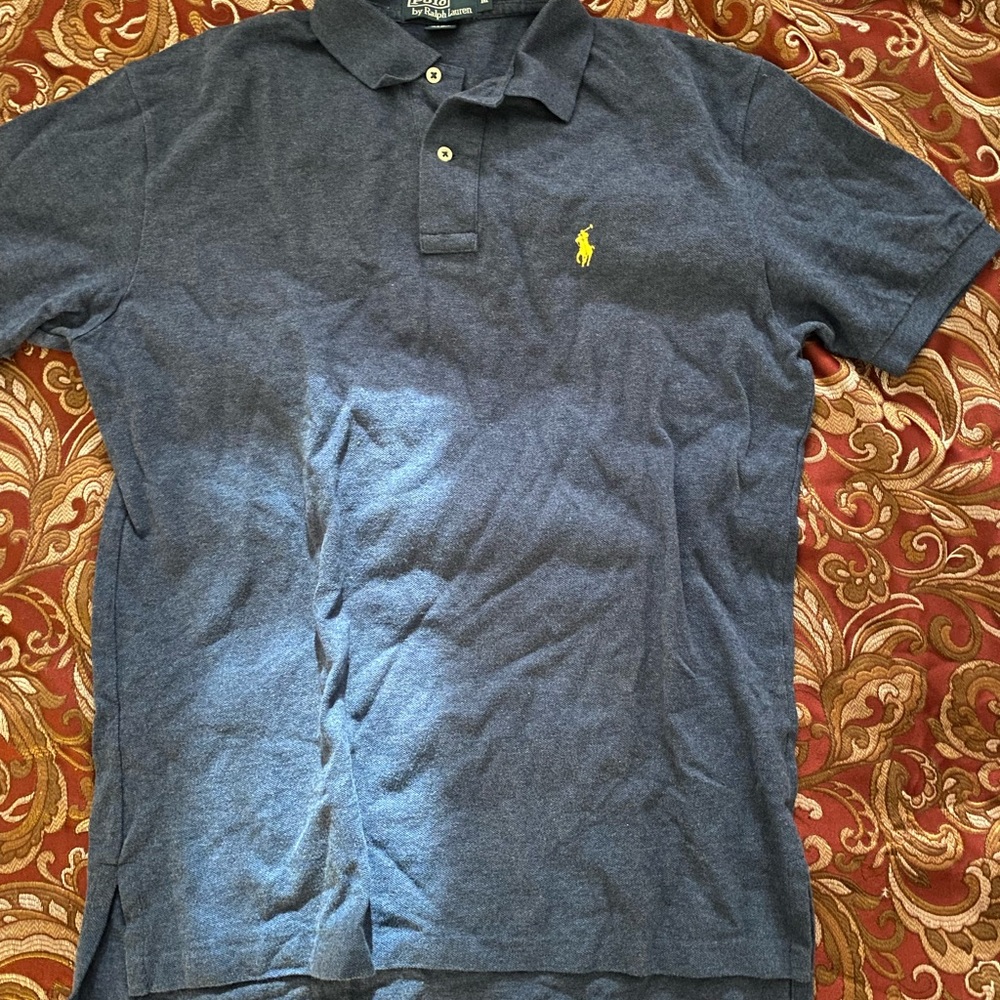 Polo Ralph Lauren Cotton Mesh Solid Slim Fit Polo Shirt M Light Navy Blue